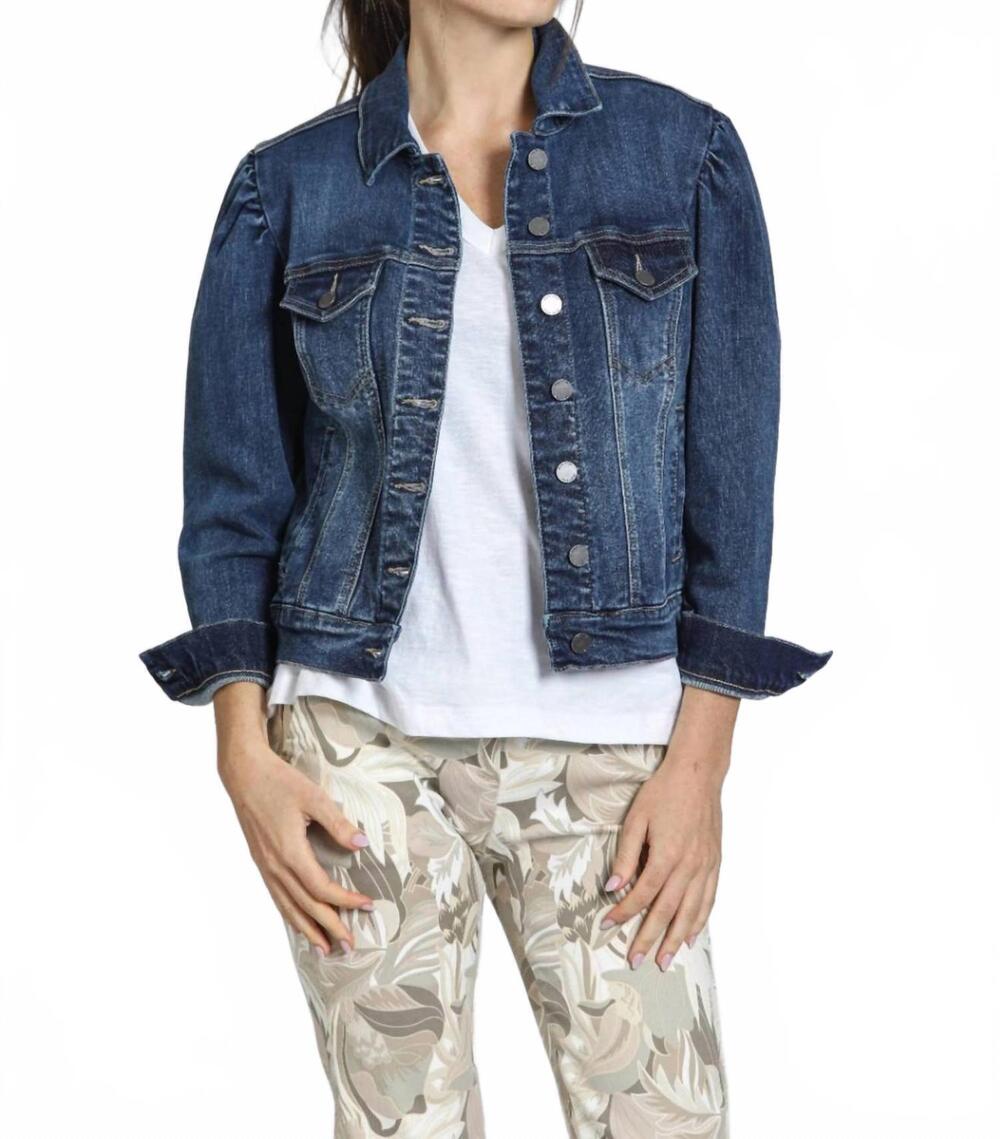 NEW APNY puff sleeve jean jacket in indigo